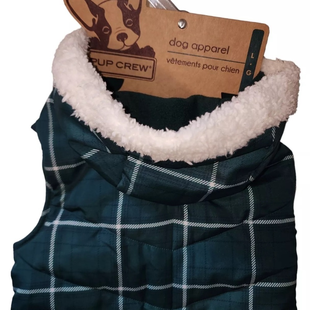 Pup Crew Green Plaid Puffer Puppy/Dog Coat/Jacket, small - Picture 5 of 5